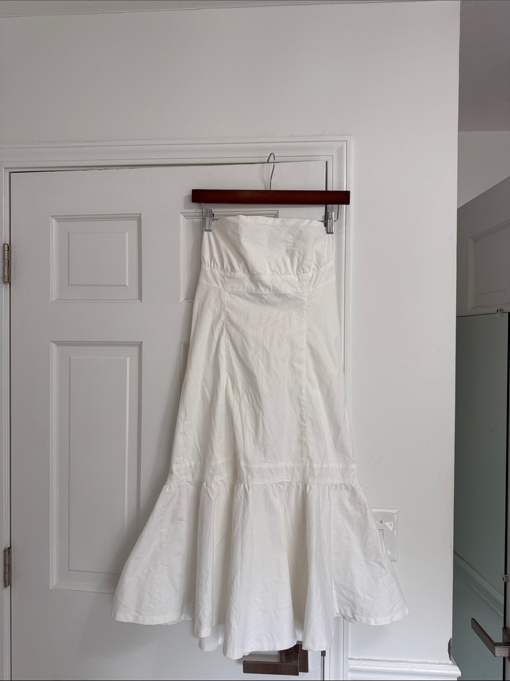 Strapless White Fit-and-Flare Dress